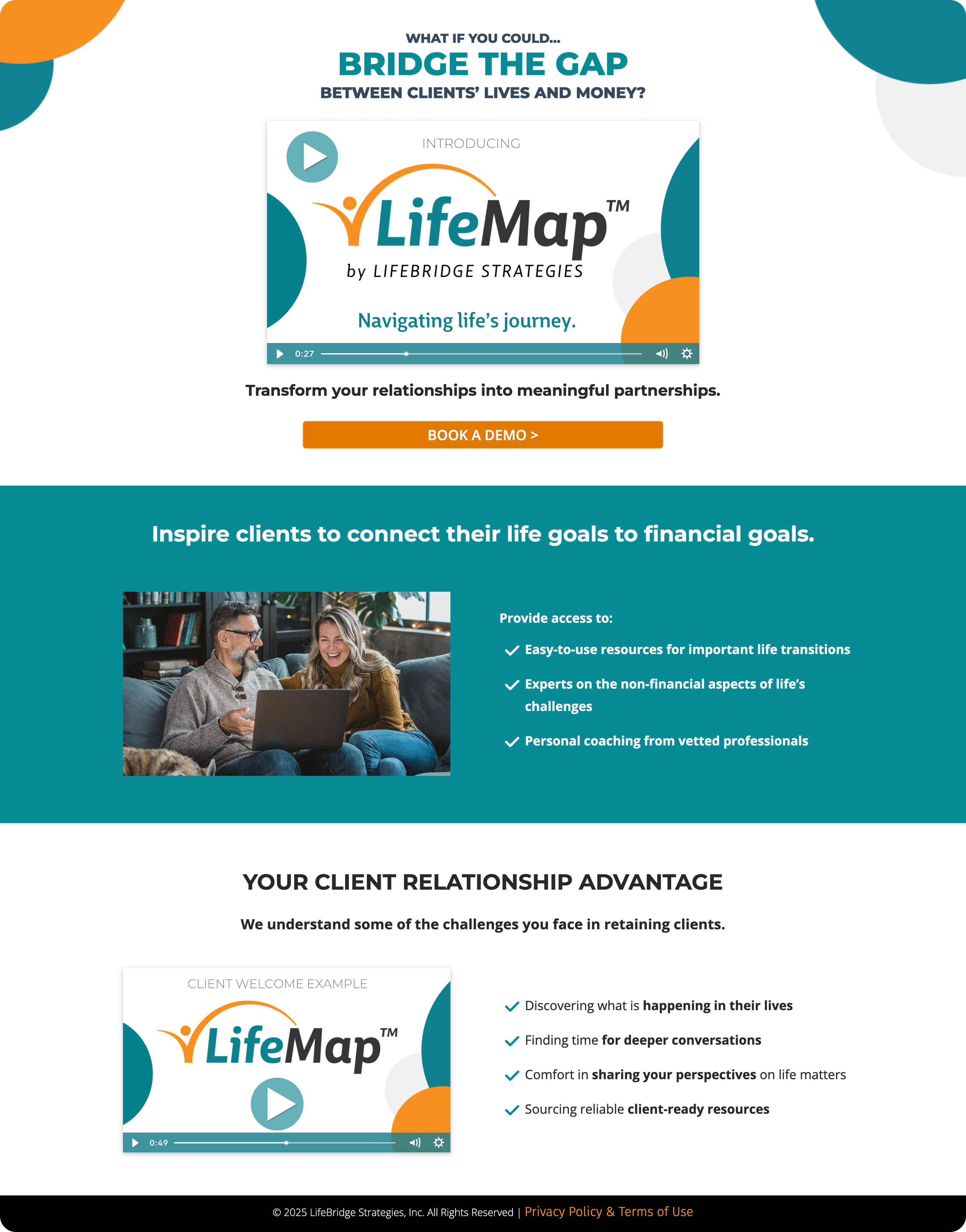 Full-page screenshot of Lifemap.living lead generation website created by Kajabi Experts Agency, Kajabi Finance Platform