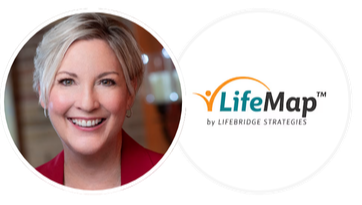 Photo of Amy D'Aprix and LifeBridge Strategies logo