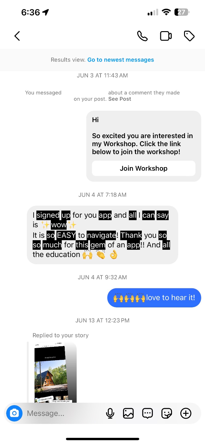 Member testimonial screenshot