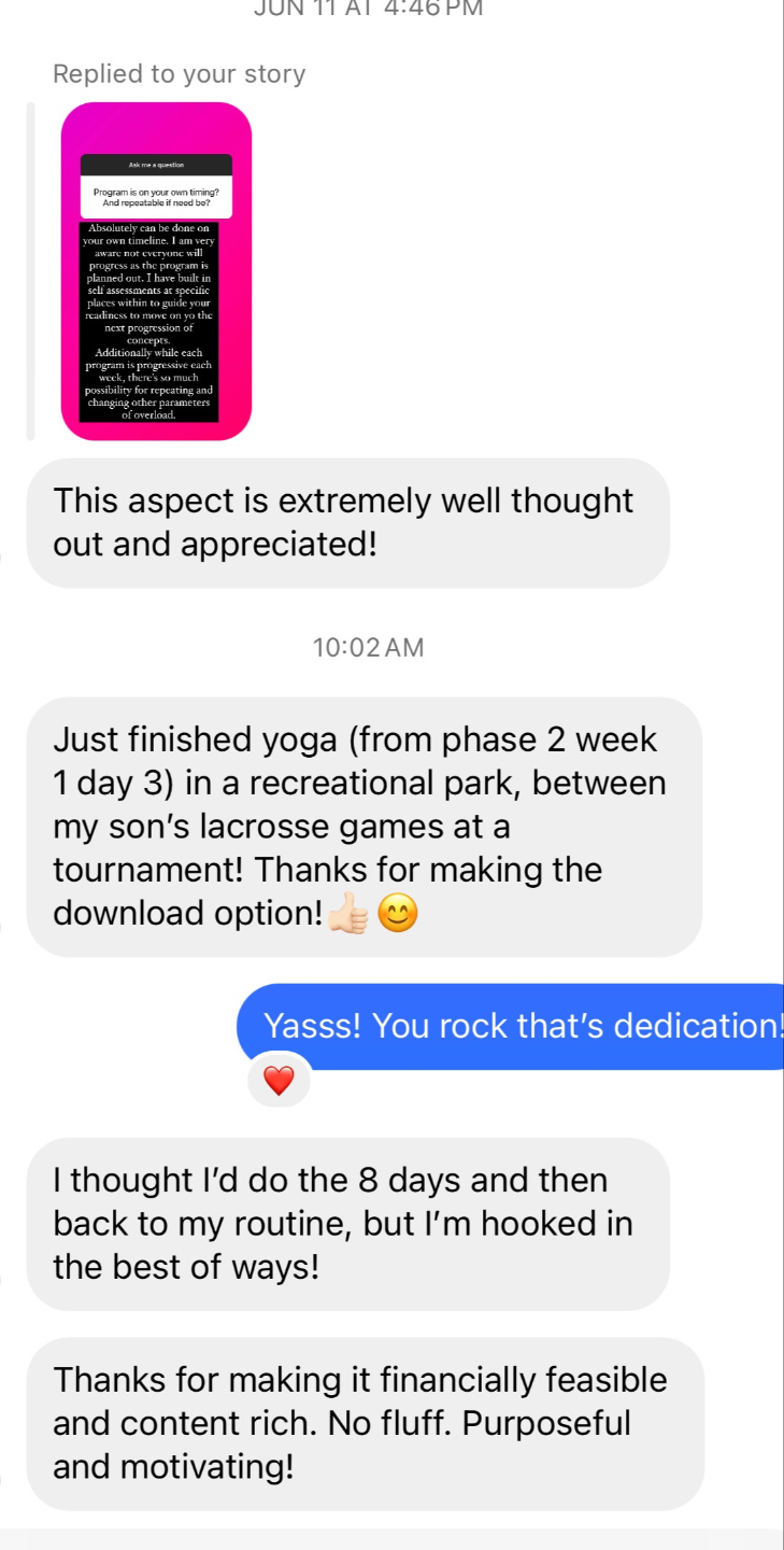 Member testimonial screenshot