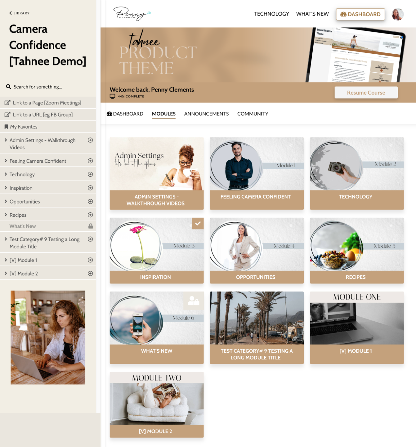 Kajabi Product Template for a Course - Tahnee style in neutral colors.