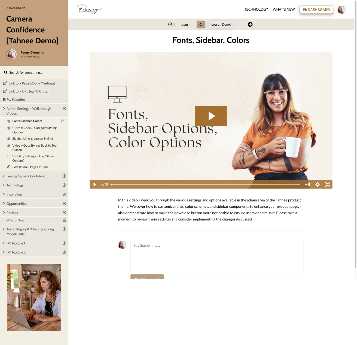 Kajabi Product Template for a Course - Tahnee style in neutral colors.