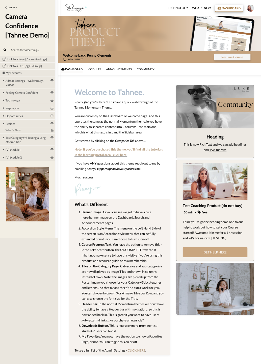 Kajabi Product Template for a Course - Tahnee style in neutral colors.