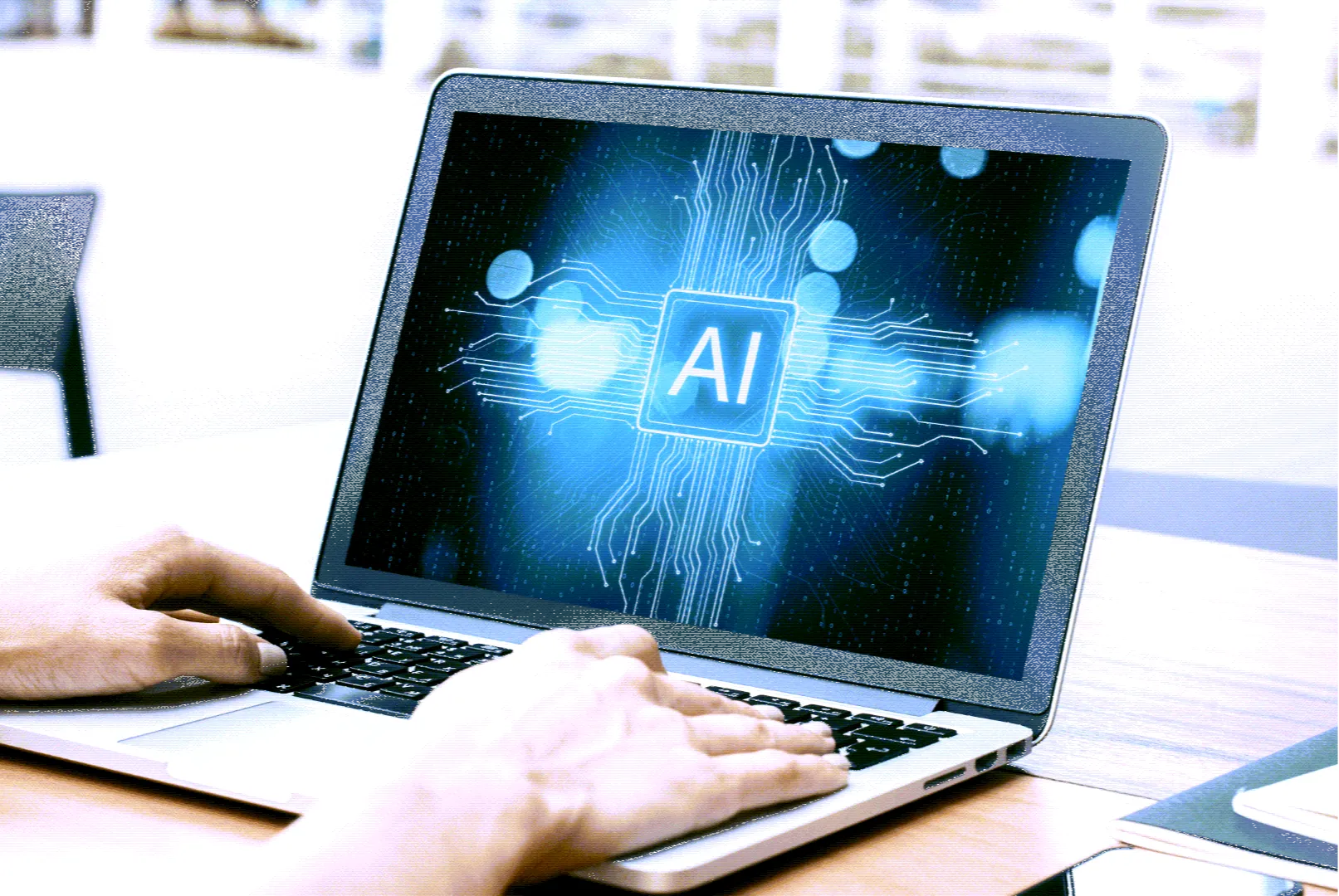 Finger tips touching human and AI