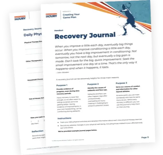 Overcoming Injury Workbook example pages "Recovery Journal"