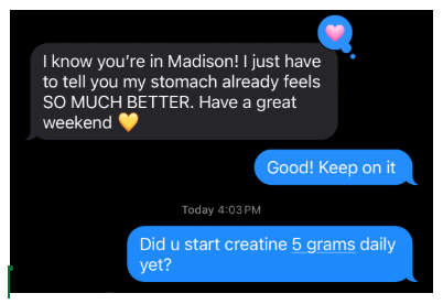 Client feedback screenshot