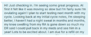 Client feedback screenshot