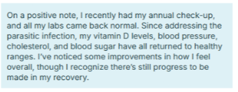 Client feedback screenshot
