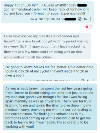 Client feedback screenshot
