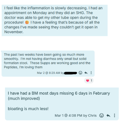 Client feedback screenshot