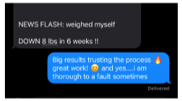 Client feedback screenshot