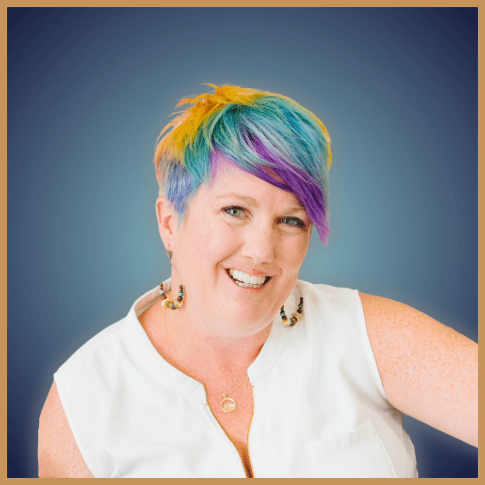 EMDR trainer Erica Bonham smiling in sleeveless black top with tattoos, alongside her professional biography highlighting trauma recovery, LGBTQ+ advocacy, and EMDR expertise