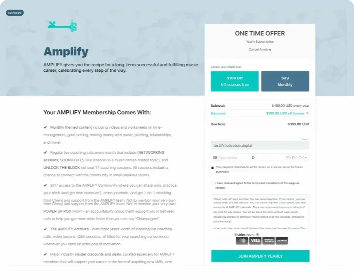 inthekeyofsuccess.com custom checkout