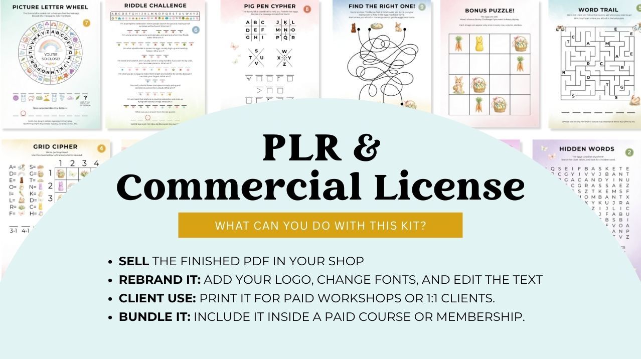PLR and commercial use, you can sell it, rebrand it, and bundle it