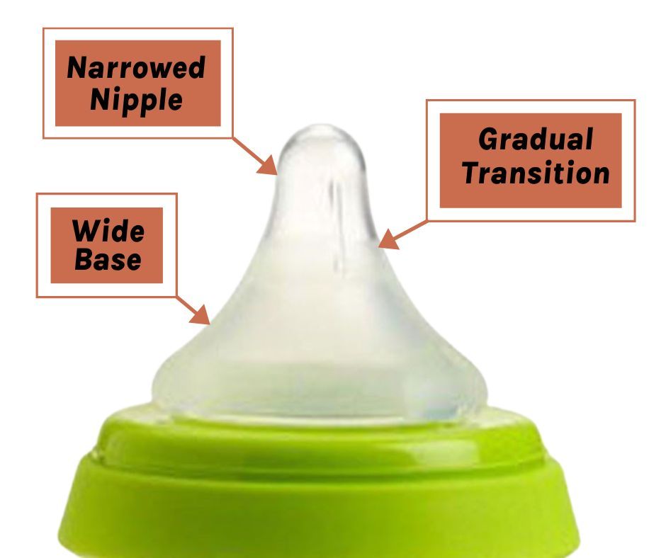 Baby bottle with narrow transition