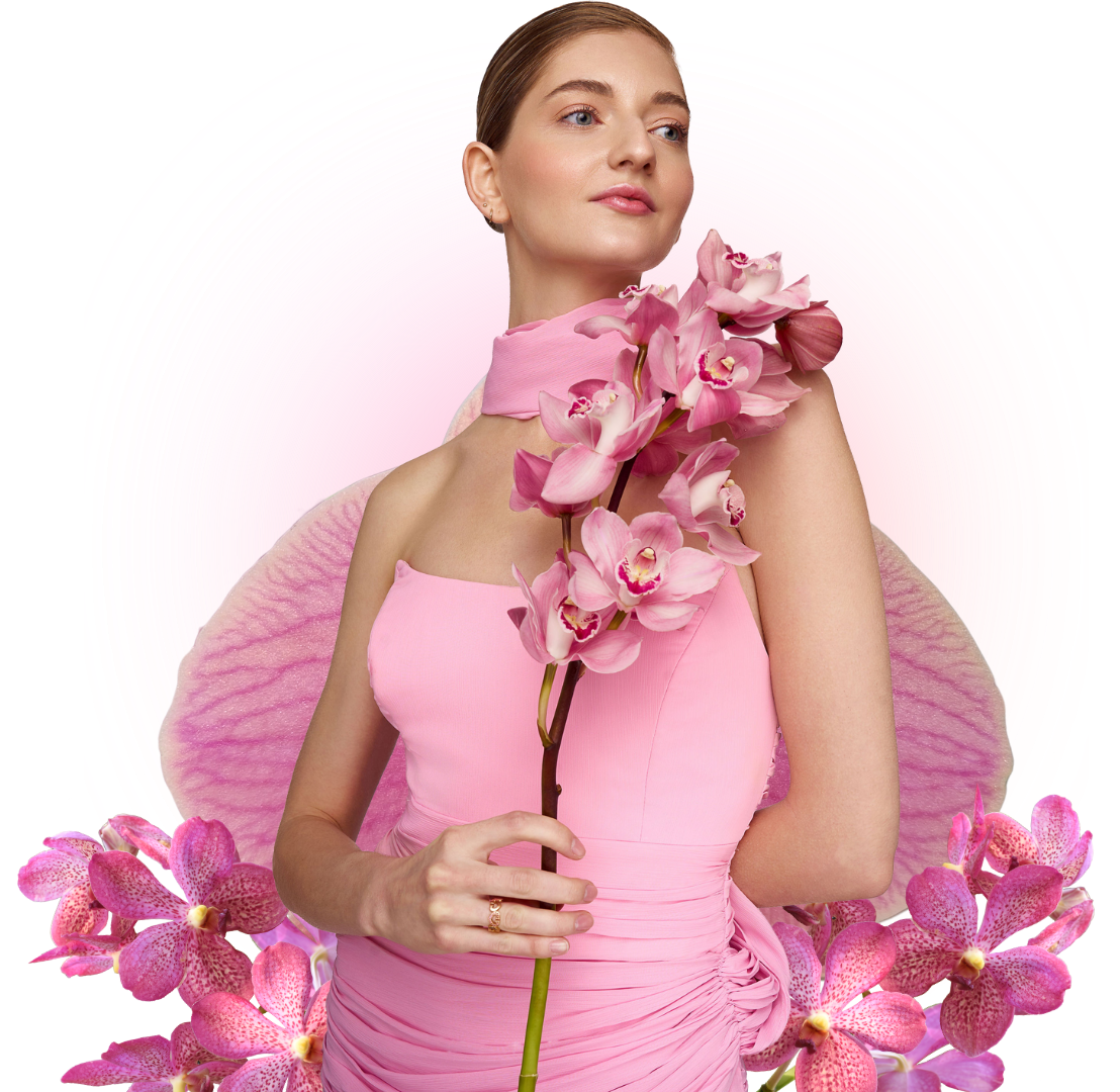 Photo of Valeriia with her hands tucked behind her ear