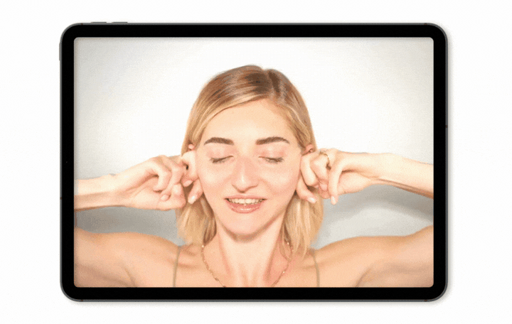 Image of Valeriia demonstrating face taping