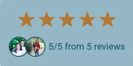 Badge icon with 5 out of 5 Star Reviews from Testimonial.to reviews from other parents