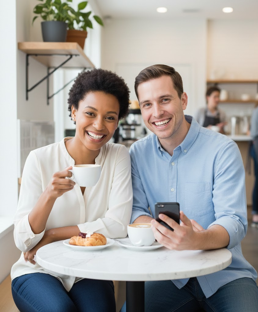 Happy couple with beautiful smiles