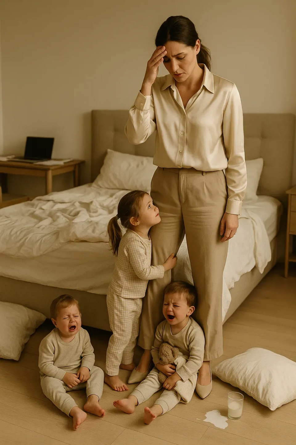 Mom tired of negotiating with her kids to sleep