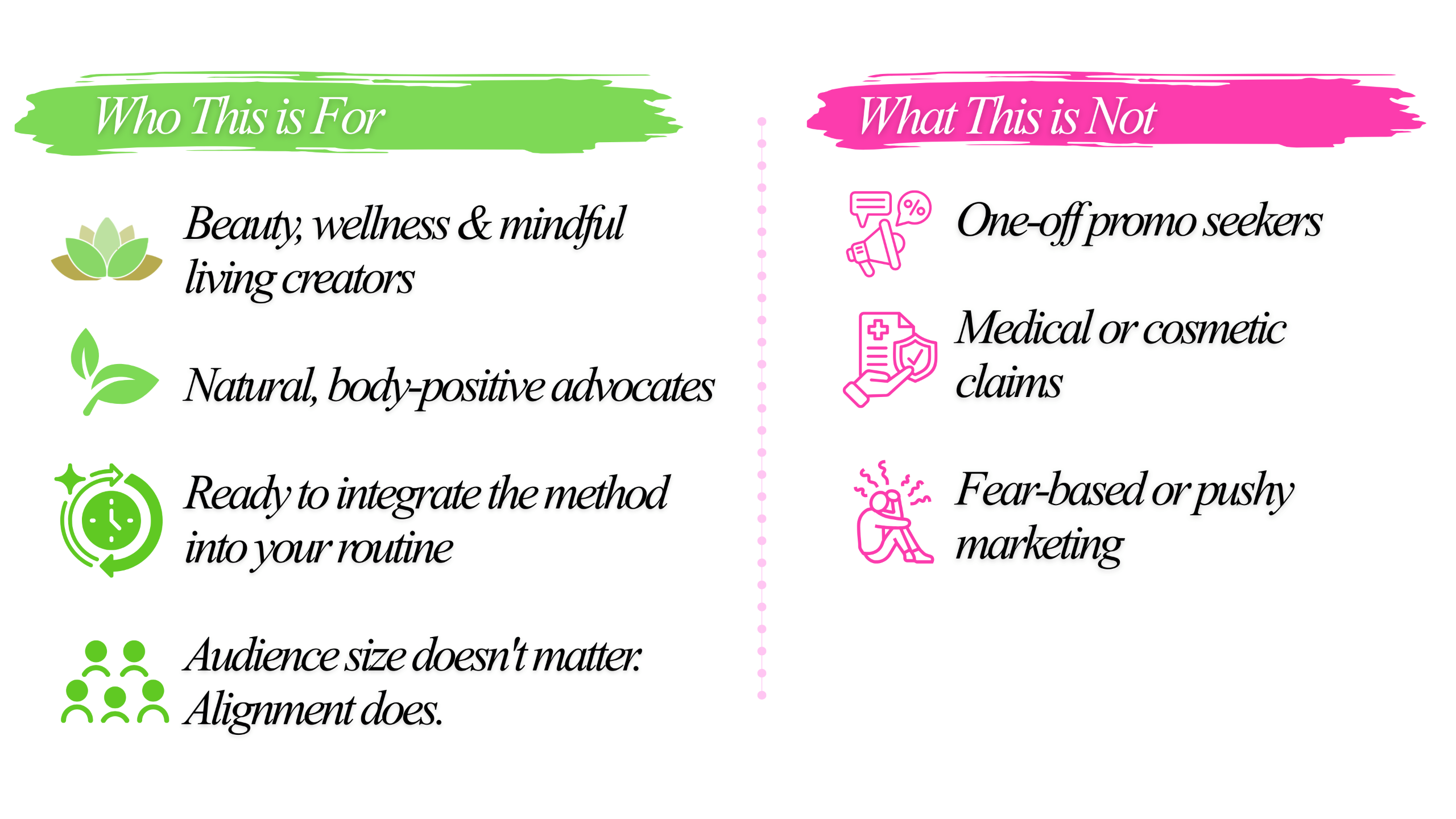 Creator Program for body-positive, mindful beauty creators, not for one-off or misleading promotions.