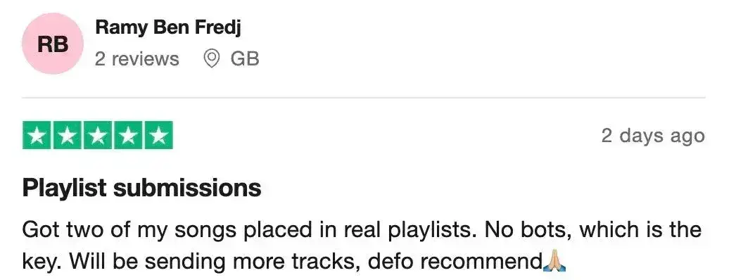 Feedback: Got two of my songs placed in real playlists. No bots