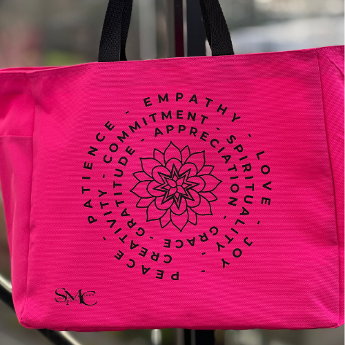 Dream Daringly Designs Bright Pink Flower Mandala Tote