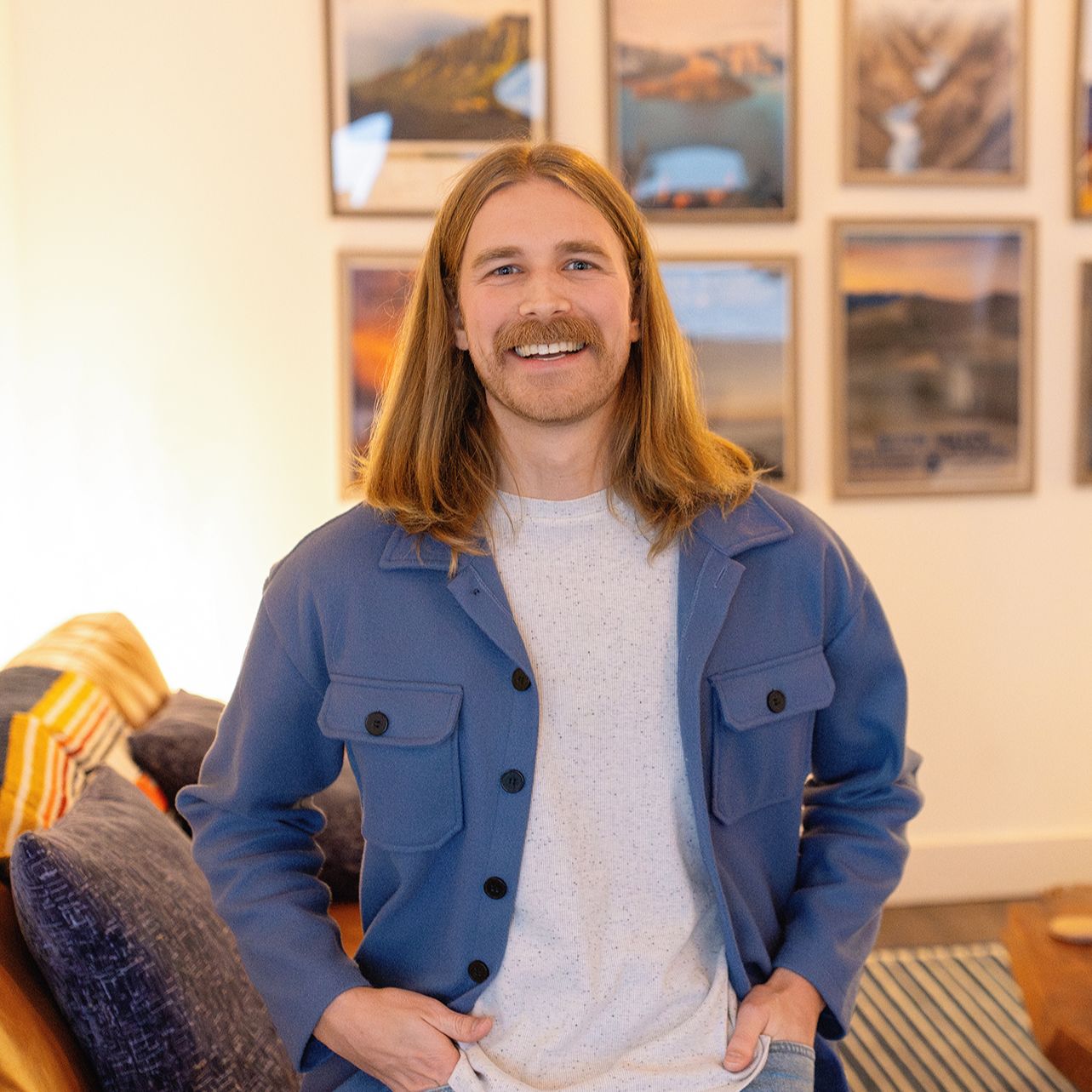 Robert Blender, LMSW, men's therapist at Metro-Detroit Men's Therapy, seated in the therapy office