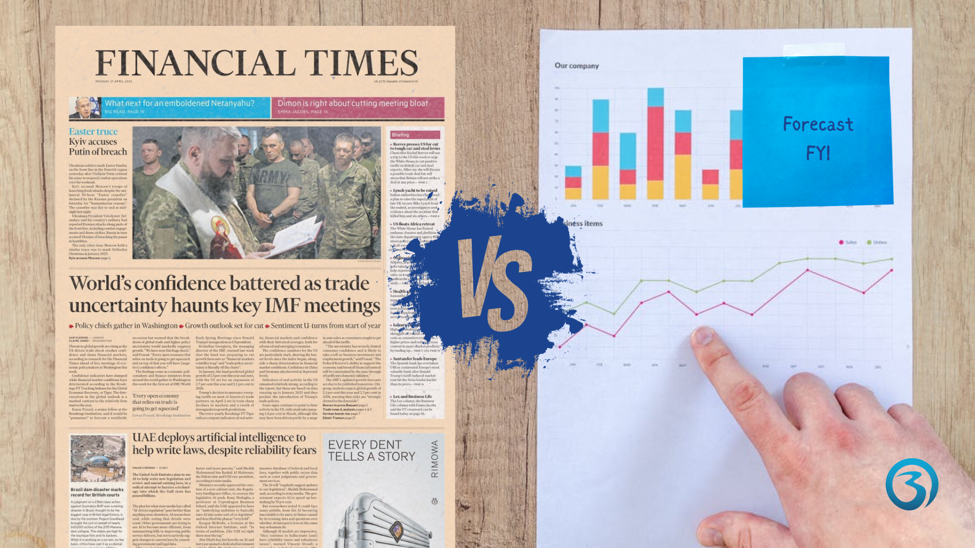 Compare the FT uncertainty warning (April 21, 2025) with the usual company forecasts underpinning strategy