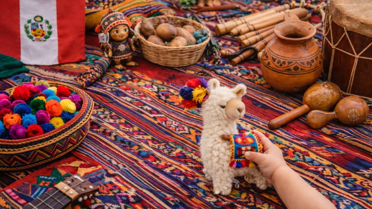Early years Hispanic cultural workshop in a UK nursery with sensory props and music
