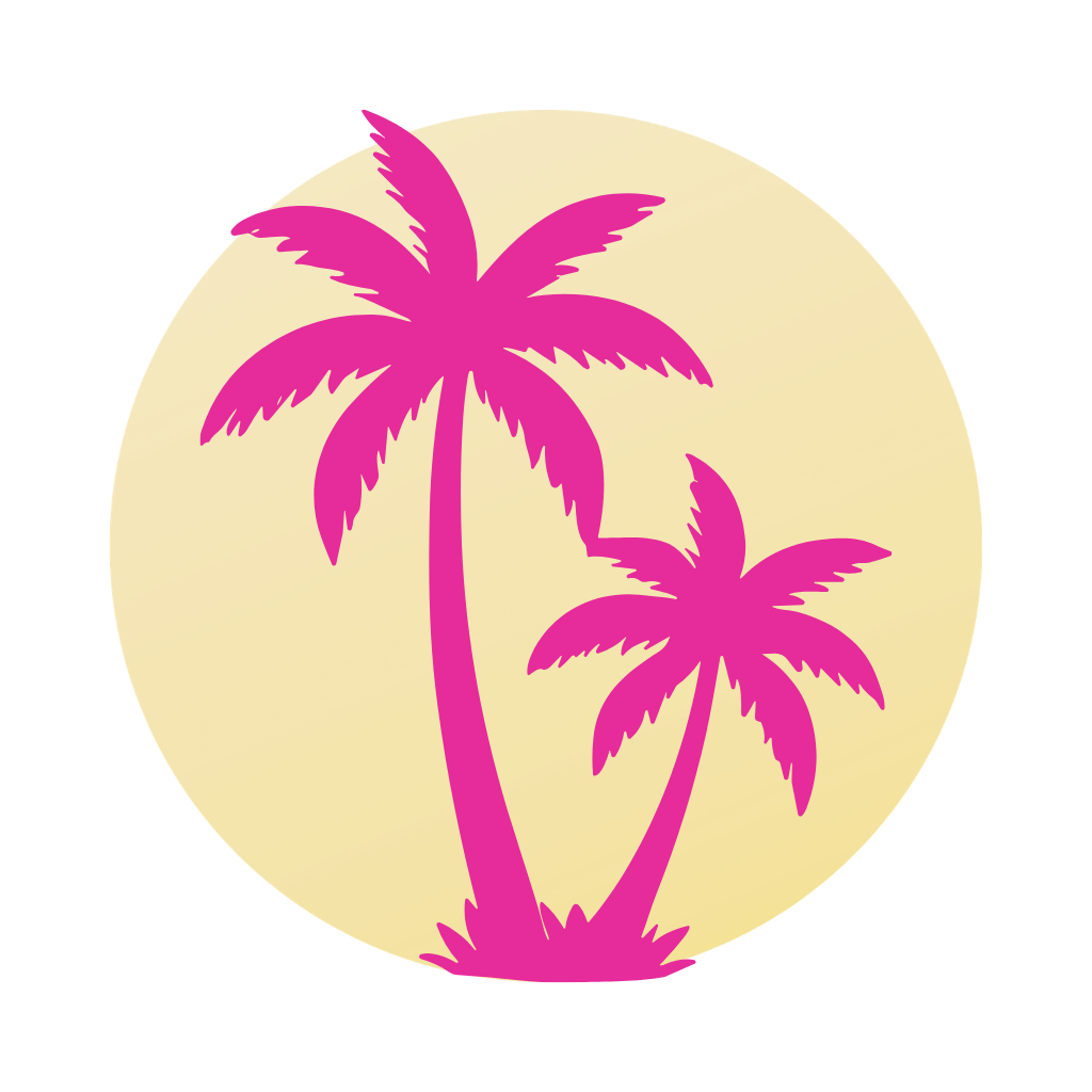 pink Palm trees on yellow circle