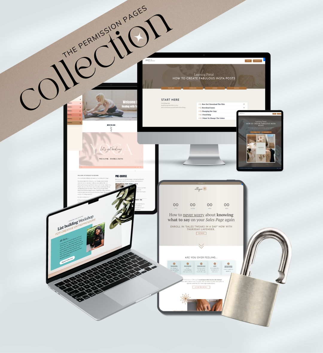 Kajabi Premium Product Theme for a course - mockup of the lesson page on a computer.