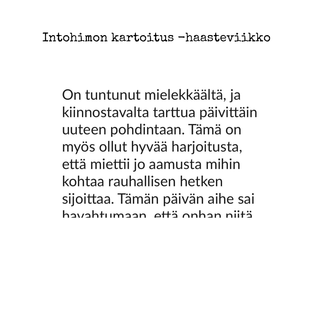 Intohiomo haasteviikko
