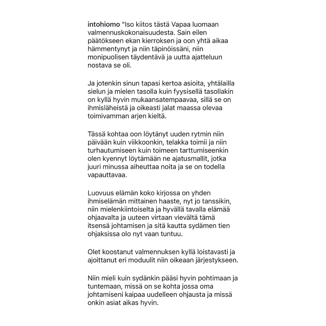 Intohiomo vapaa luomaan