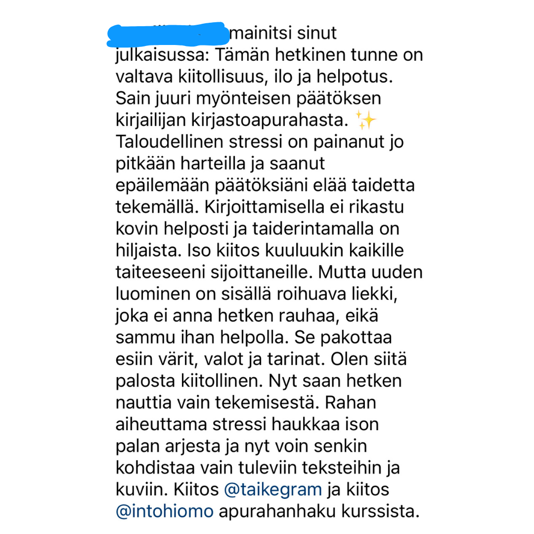 Intohiomo apuraha valmennus