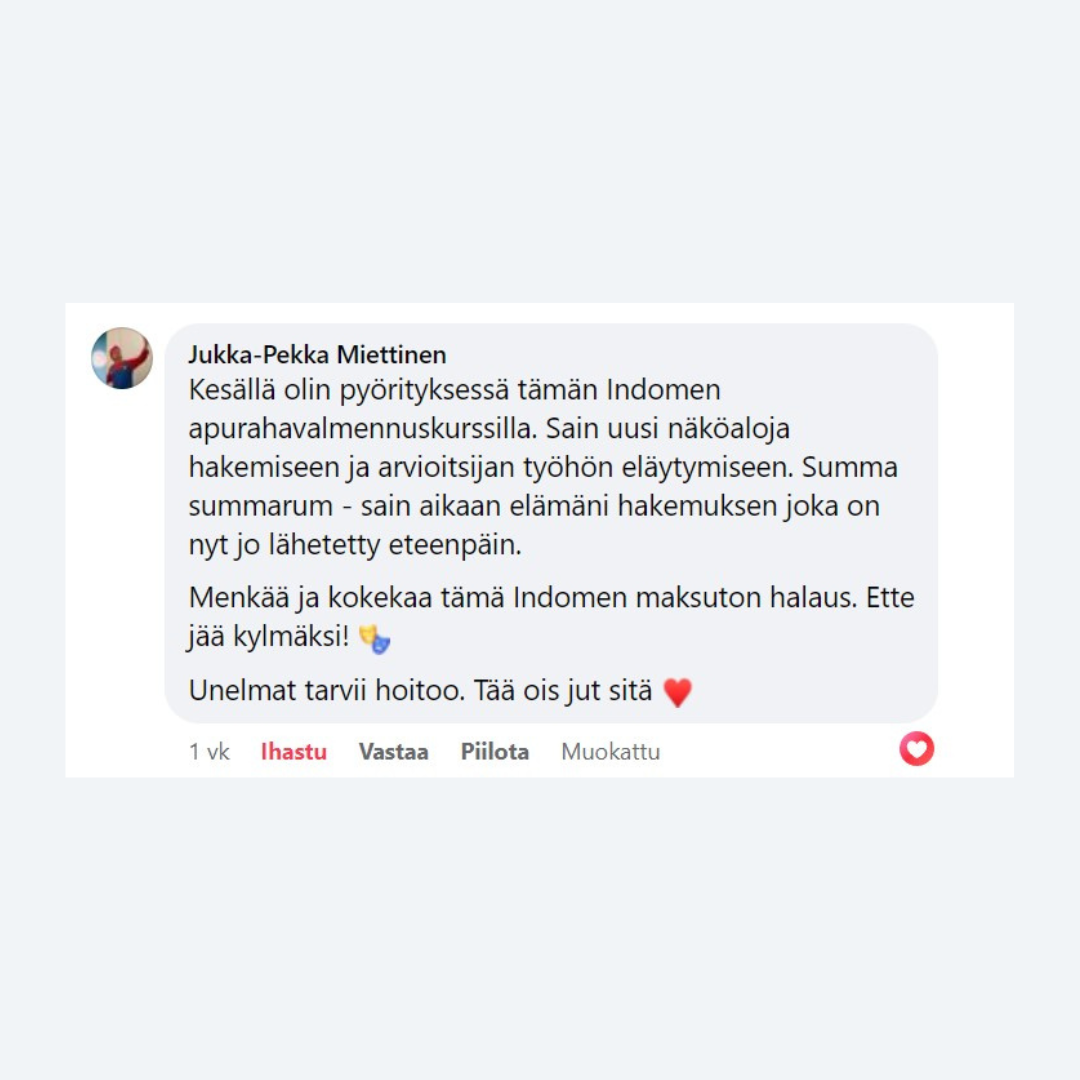 Intohiomo apuraha valmennus