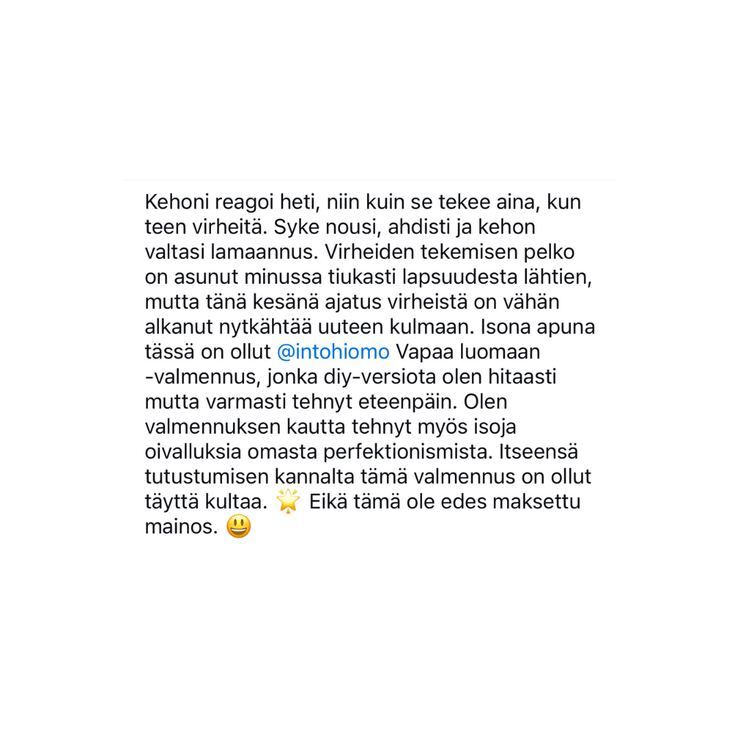 Intohiomo vapaa luomaan