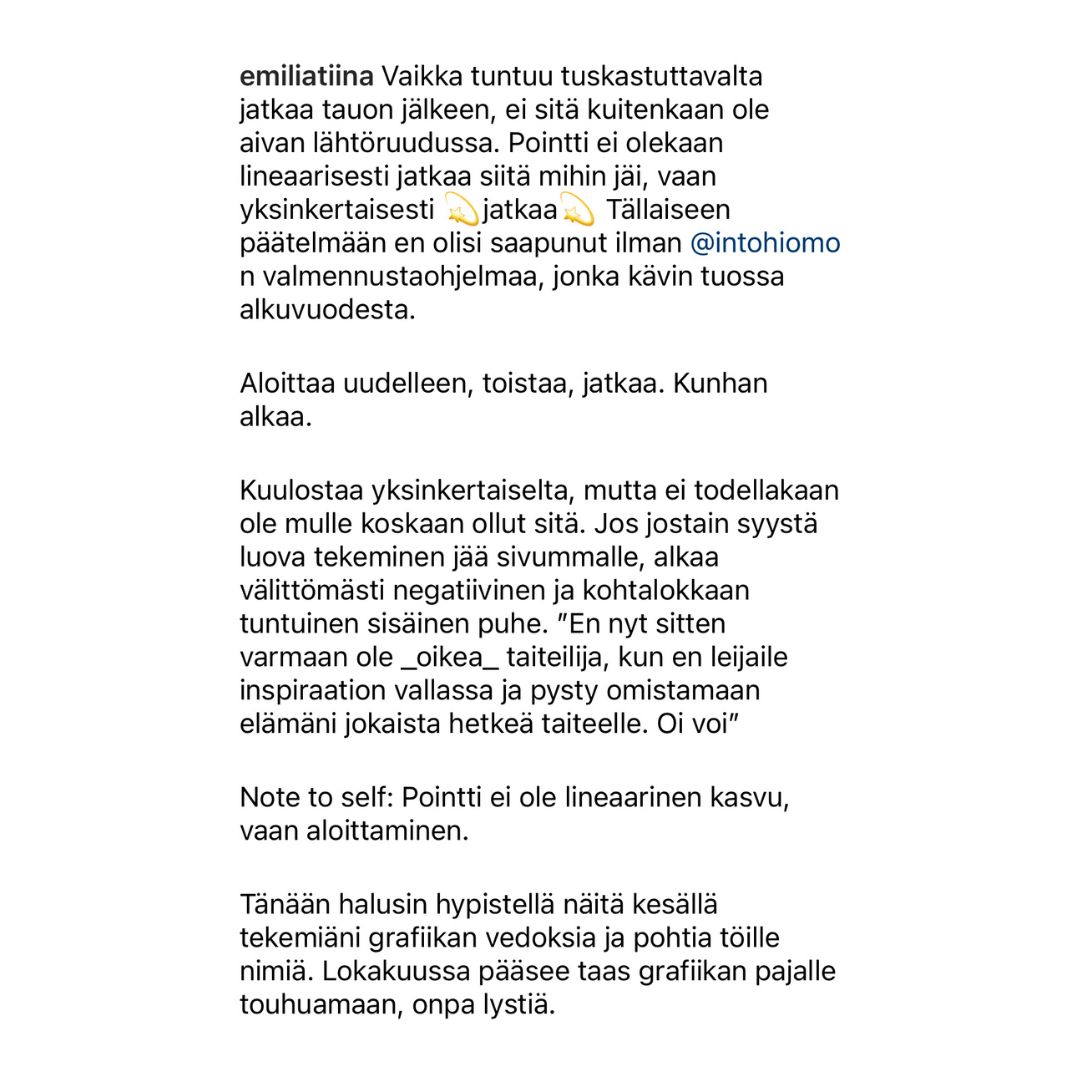 Intohiomo vapaa luomaan