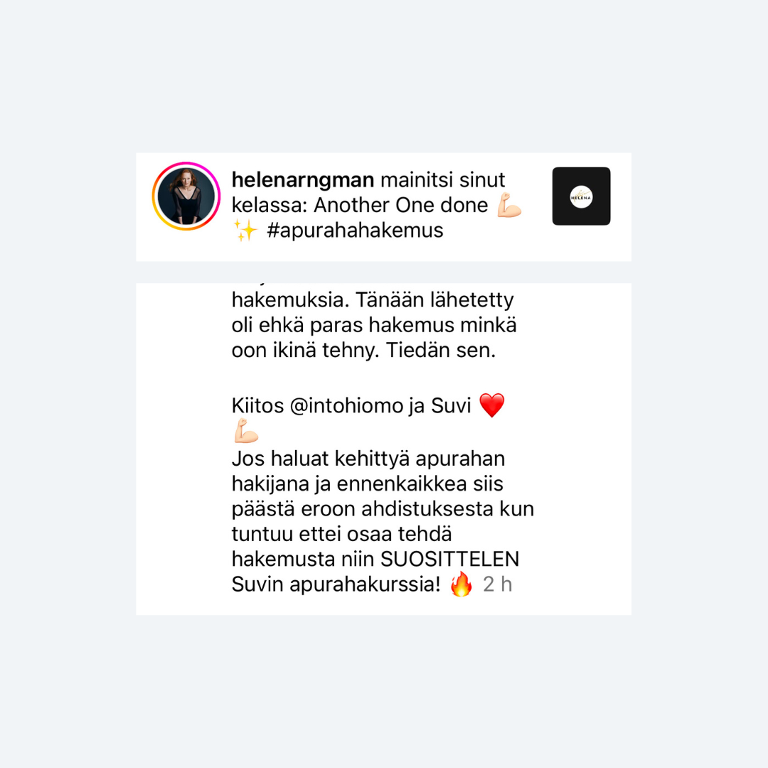 Intohiomo apuraha valmennus