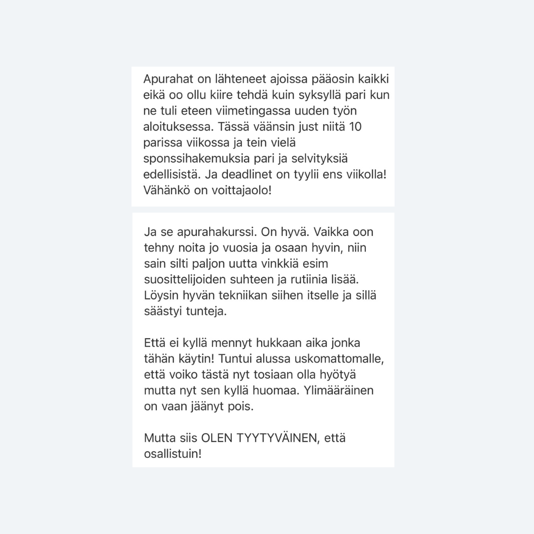 Intohiomo apuraha valmennus