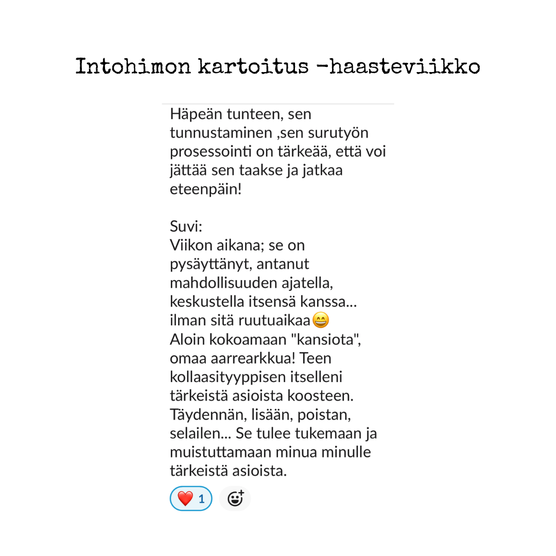 Intohiomo haasteviikko