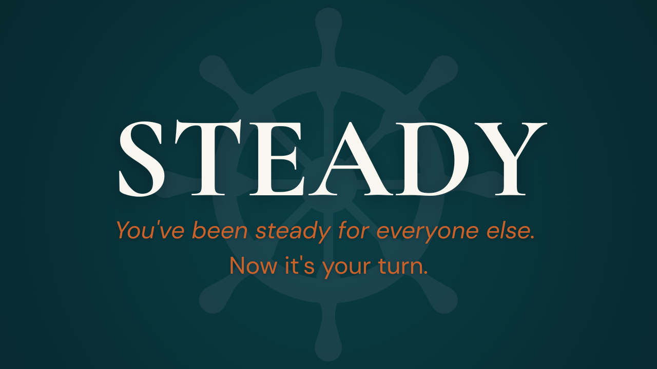 thumbnail - Steady text with helm in background 