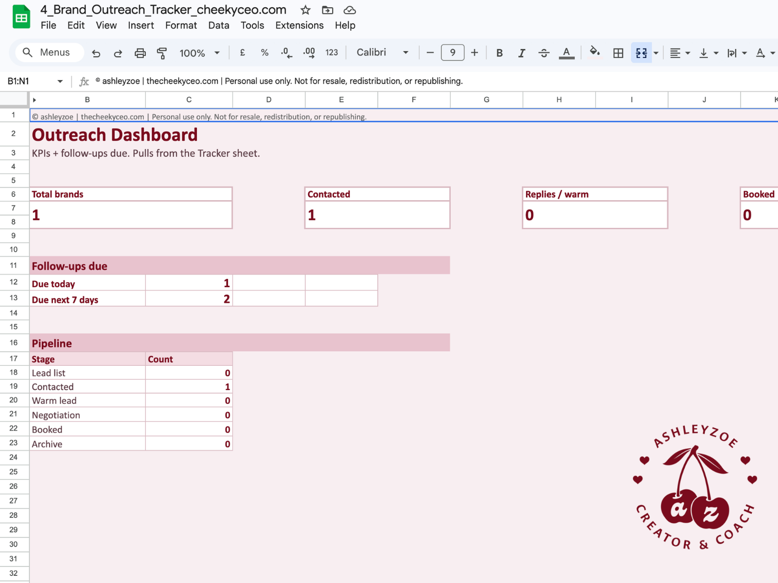 Brand Outreach Tracker preview