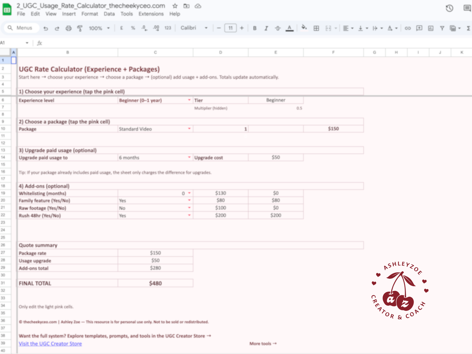 UGC Usage & Rate Calculator preview
