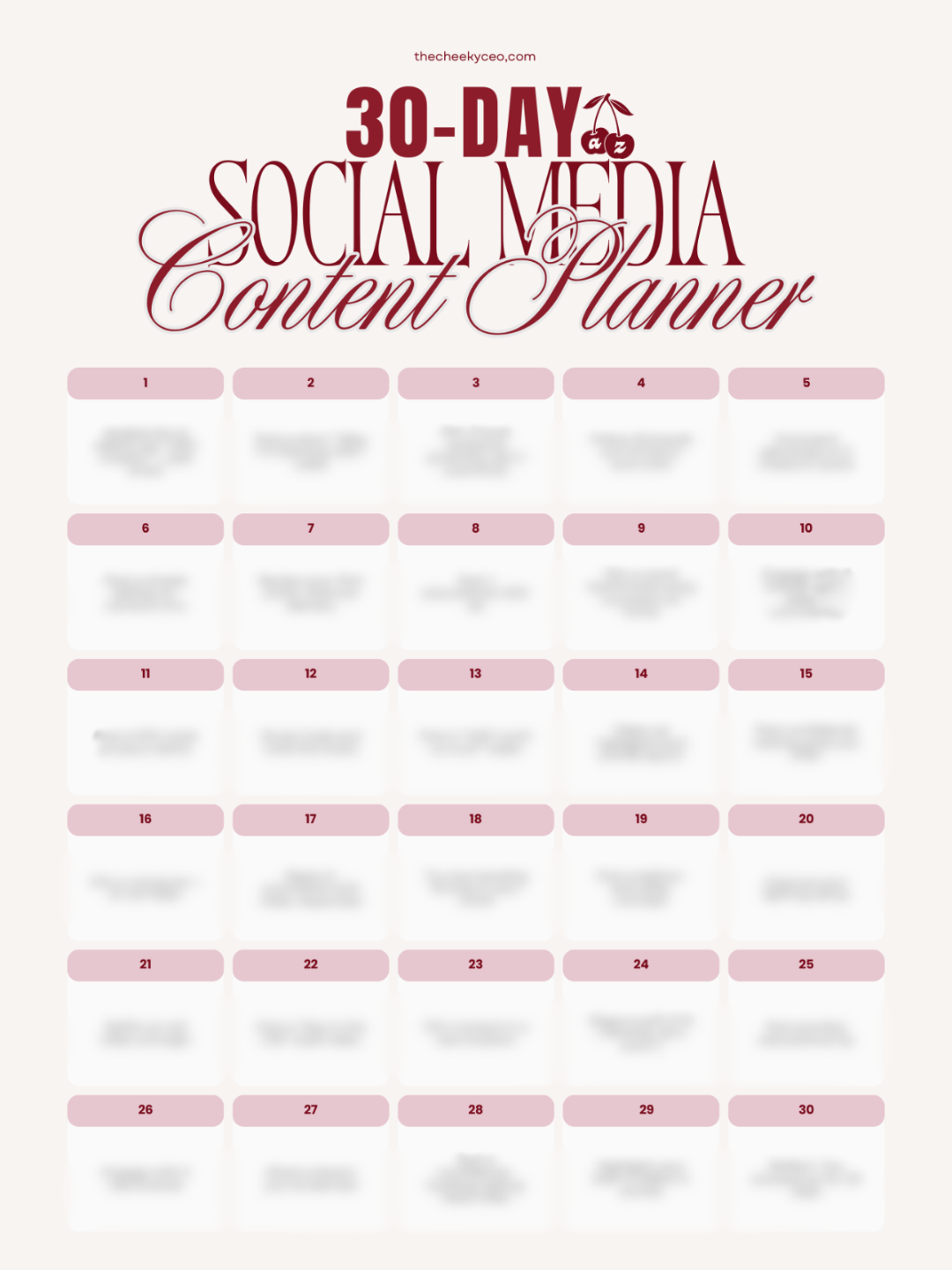 30-Day Social Media Content Planner preview