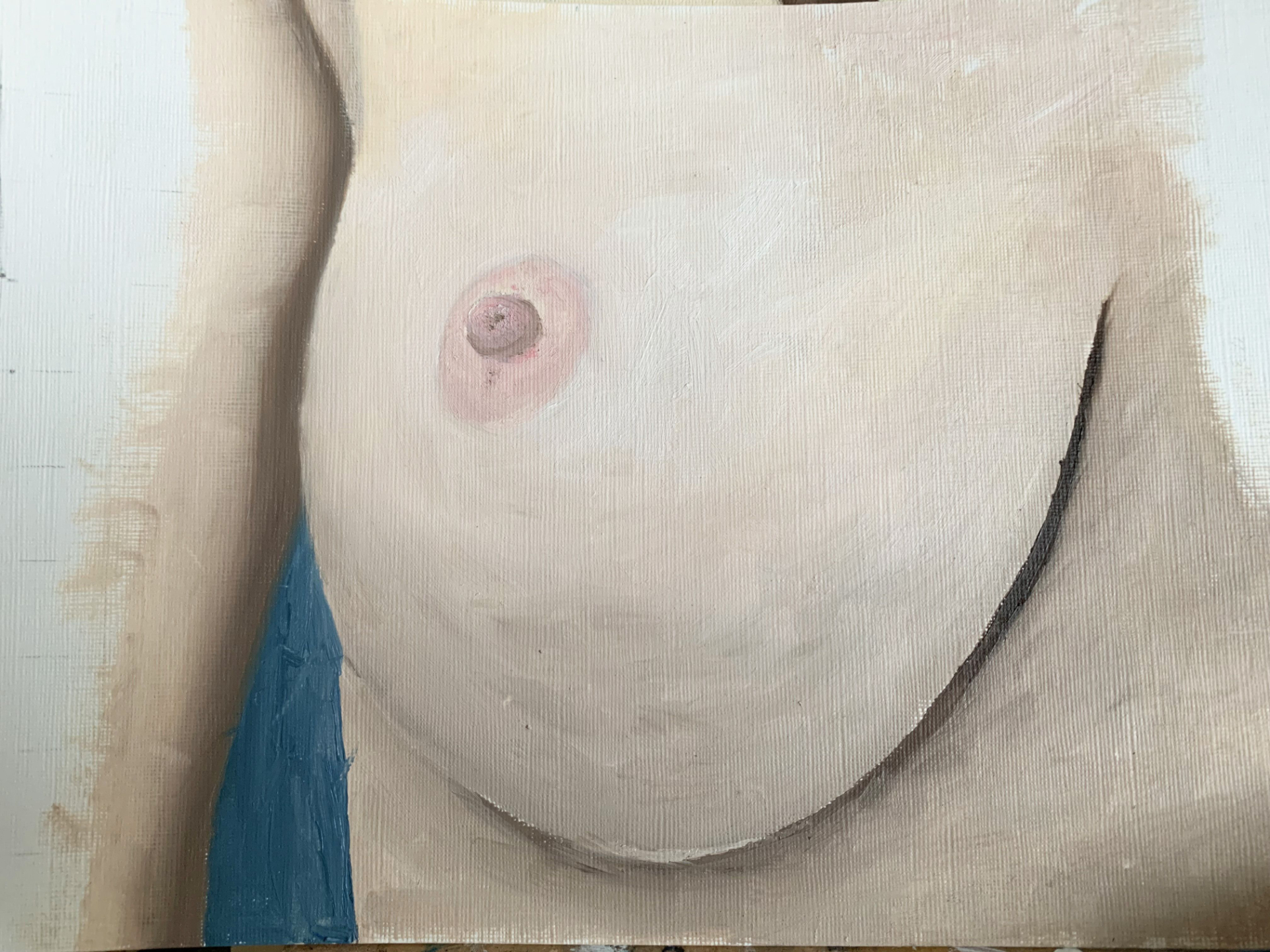 peinture à l'huile réaliste d'un sein fait un étudiant du cours sur le corps humain