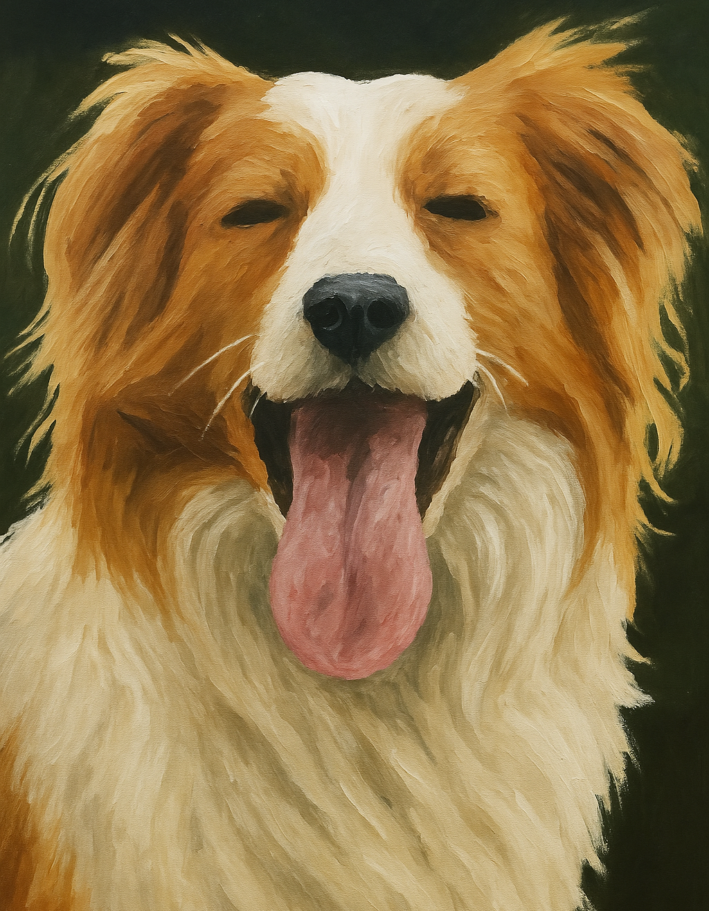 peinture d'un chien fai par un eleve du cours