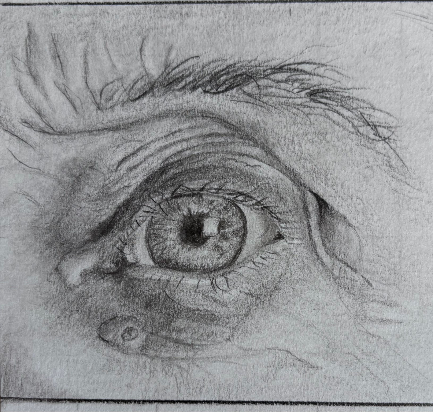 tutoriel de dessin d'un oeil de personne agée