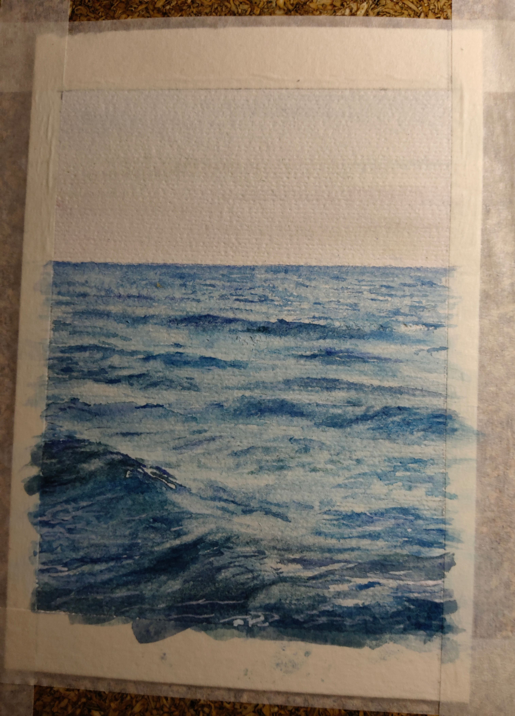peinture de la mer faite par un étudiant dans le cours de peinture de paysage