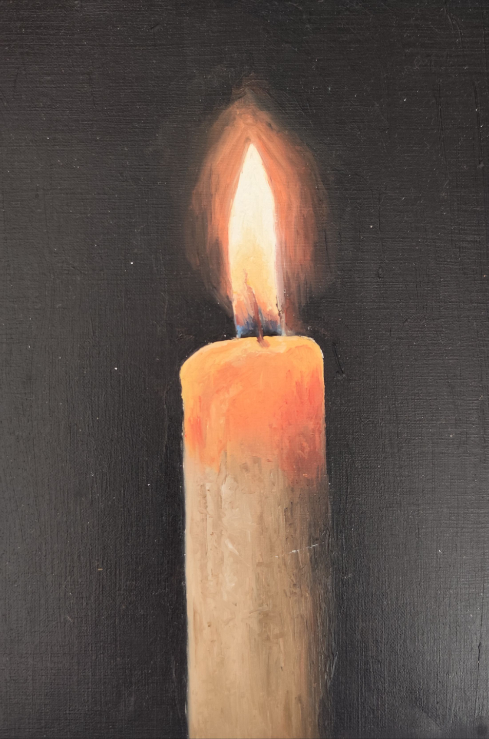 peinure d'une bougie sur toile dans le cours de peinture